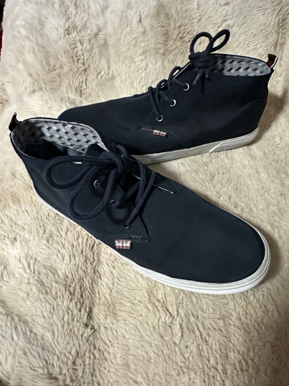 Ben Sherman Navy Chukka Boots with White Sole Trim